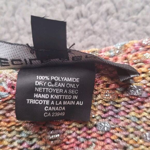 Cecile Benac Sweater Womens Large Colorful Metallic Hand Knit Crop Boho Cardigan - Picture 9 of 9